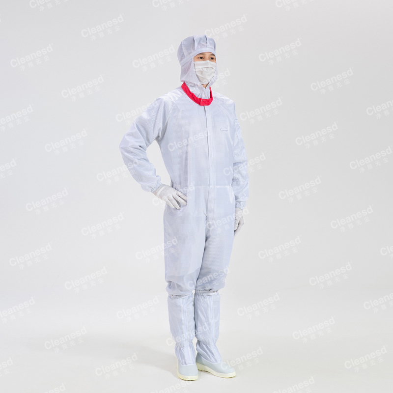0.5网格连体服红领 白色
