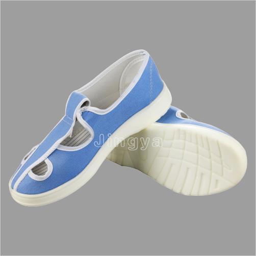 PVC浅蓝帆布四孔鞋